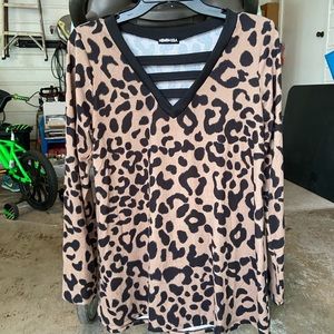 NWOT Heimish USA Top, Leopard Print, Long Sleeve, Size Small